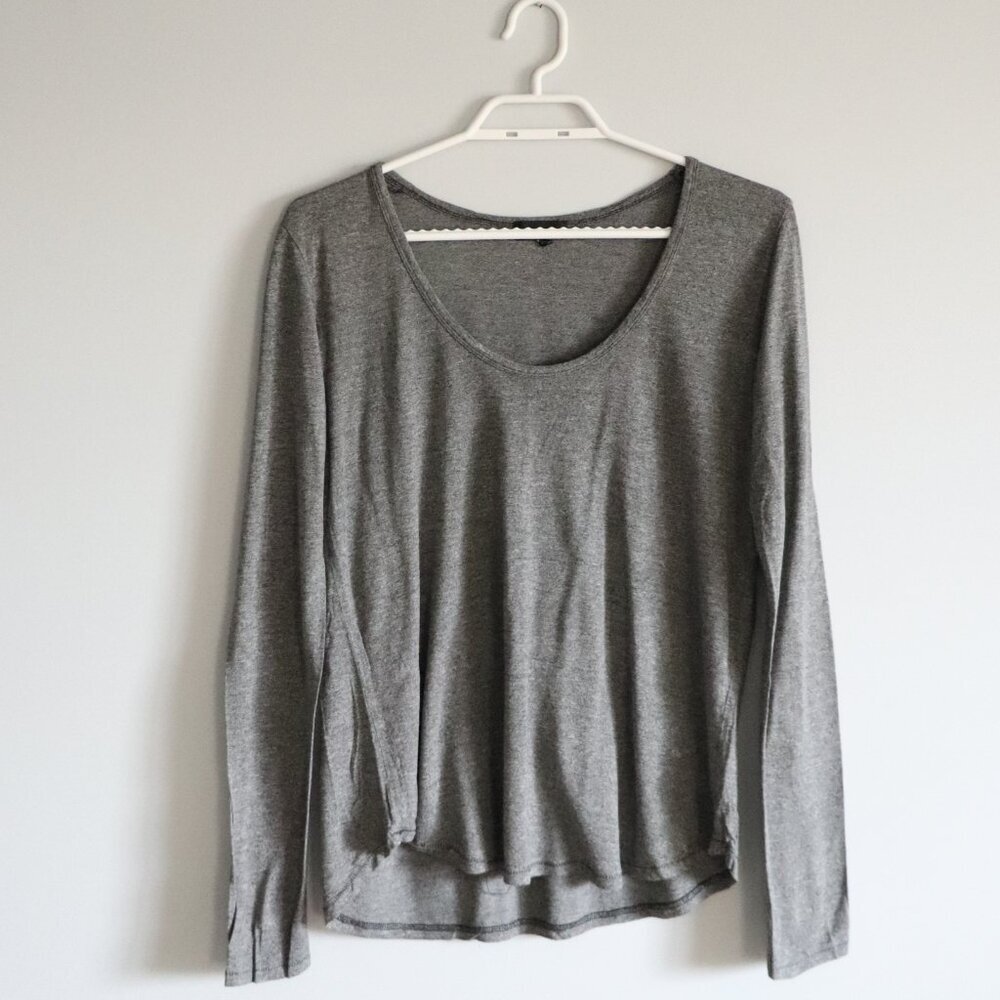 Wilfred Free Women's Grey Small Scoop Neck Stretch Casual Long Sleeve T-Shirt